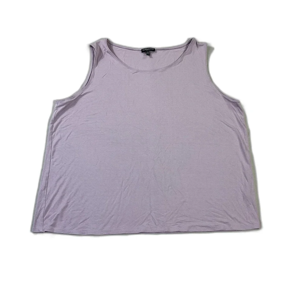Eileen Fisher Women’s 2X Lavender Sleeveless Tank Top Scoop Neck Casual Stretch - Picture 2 of 7